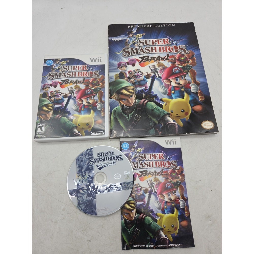 Super Smash Bros. Brawl Wii 2008 CIB W/ Prima Games Premiere Edition Manual